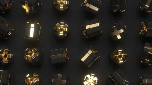 Elegant Black and Gold Gift Boxes Seamless Loop