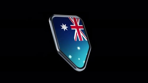the appearance of a metal badge with the flag of the country "Australia" alpha channel