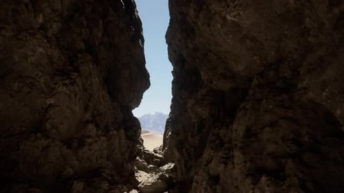 A Narrow Path Between Two Large Rocks