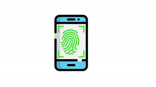 Animated Smartphone Fingerprint Verification Icon Loop