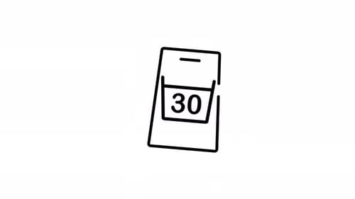 Simple Animated Line Art Calendar Icon with Date