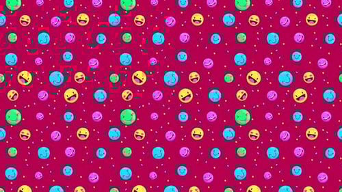 Seamless Loop of Colorful Animated Emoticon Pattern