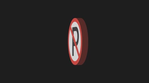 Animated 3D No Parking Sign Spinning Loop