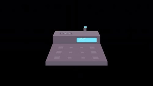 Cash Register and Bill Flat Design Animation