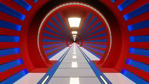 Red And Blue Bright Futuristic Corridor Background Vj Loop In HD