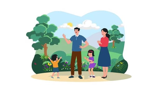 Indian Family with Kids In The Park