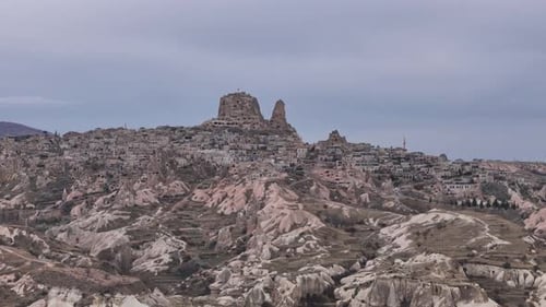 Aerial Panorama of Cappadocia's Rocky Landscape