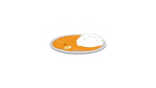 Animated Plate of Curry and Rice with Flat Design Style
