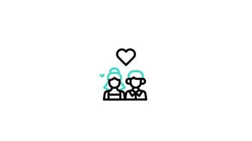 Minimalist Animated Icon of a Couple with a Heart