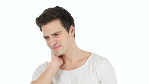 Man Suffering From Neck Pain, Studio Shot