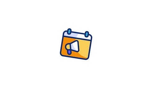 Animated Flat Design Calendar Megaphone Icon for Event Announcements