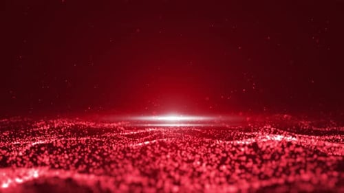 Abstract Red Digital Wave Particles Background