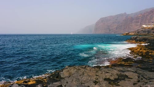 Aerial Shot of Giant Cliffs and Atlantic Ocean Acantilados De Los Gigantes Tenerife Spain