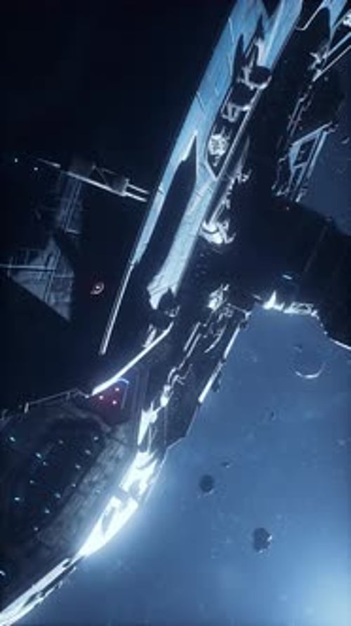 The Futuristic Station Explores a Cosmic Dust Cloud Vertical