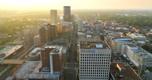 Lexington Kentucky Urban Architecture in City Downtown at Sunset Panoramic View of Business District
