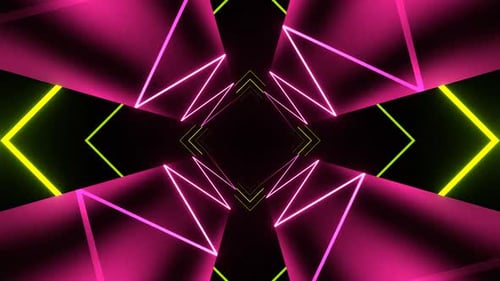 Pink And Lime Neon Light Moving Tunnel Background Vj Loop In HD