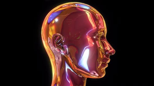 Futuristic Metallic Humanoid Head Rotation Loop