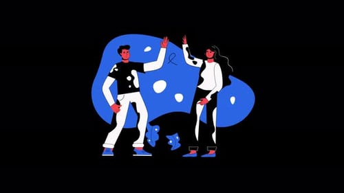 Animated Flat Design Illustration of People High-Fiving