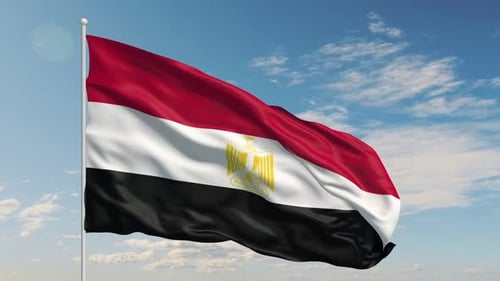 Egypt Flag Waving Loop with Realistic Fabric Animation
