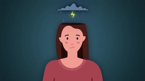 Person with Storm Cloud Over Head Animated Illustration