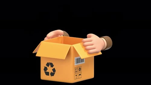 open box 3D Animation, Alpha Channel, Transparent Background