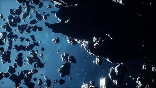 Vast Field of Perilous Asteroids Stretching Across a Misty Universe