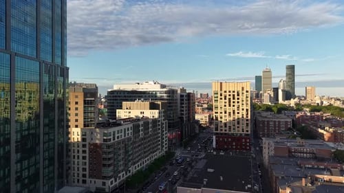 Dynamic Boston Skyline and Urban Scene