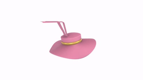 Cute 3D Pink Bunny Ear Hat Rotating Animation