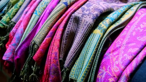 Pile of Colourful Fashion Scarves Close Up