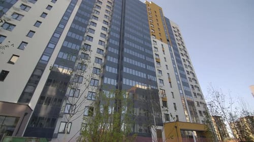 Huge Multistorey Building with Glass Balconies and Windows