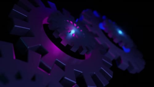 Animated Neon Glow Gears Loop for Technology Concepts