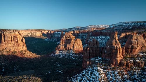 Time Lapse, Shadows Moving Above Colorado National Monument Park, Sandstone Cliffs and Canyon