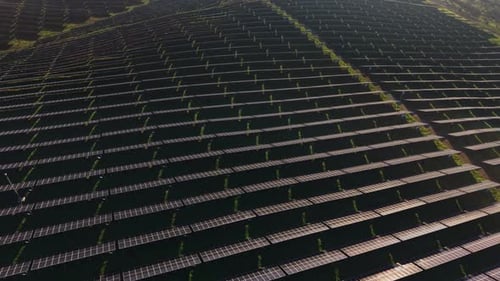 Solar energy panels installed in large area for power generation purpose