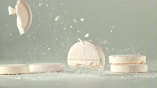 The Pill Falls on the Table and Splits Into Pieces