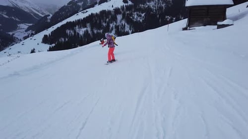 Girl snowboarder