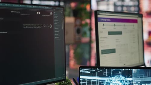 Closeup of Call Center Staff Member Using Artificial Intelligence Chatbot