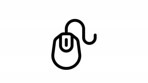 Animated Computer Mouse Icon with Cord Drawing Animation