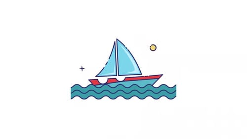 sailboat icon animation video for nautical element set