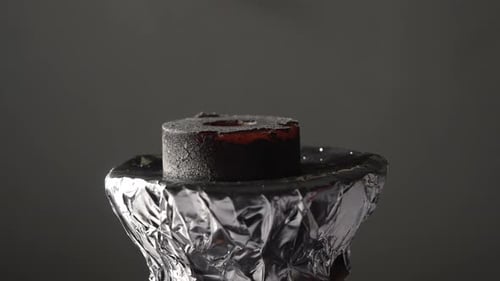 Hookah Bowl with Glowing Coal Close Up