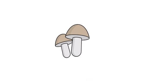 Minimalist Animation of Two Mushrooms Appearing