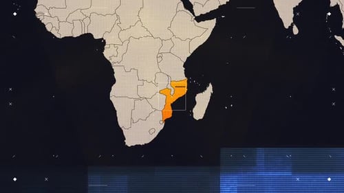 Futuristic World Map Country Highlight Glitch Animation