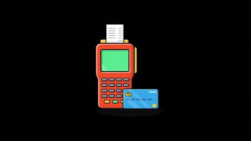 Animated Phone with Bank Card and Gold Coin. Card Payment Concept Video - Transparent