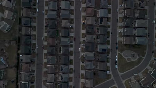 Aerial view of neighborhood, United States.