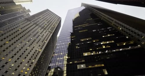 Modern Corporate Office Buildings Looking Upward Animation