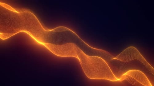 Golden glowing digital waves forming smooth flowing lines across a dark futuristic background