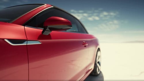 Close Up Detail of Sport Car in Salt Desert