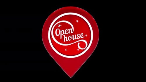 Real Estate Open House Location Icon Red Alpha Loop