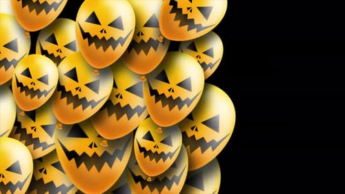 Halloween Gold Scary Balloons Transition Alpha Channel 4K