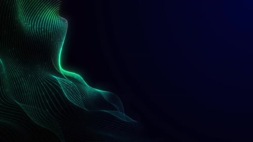 Animation simple d'ondes de particules sur fond bleu foncé. Sac d'animation d'ondes numériques, particule abstraite