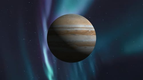 Jupitar planet rotated animated. Planet Jupiter space, stars background .Vd1067